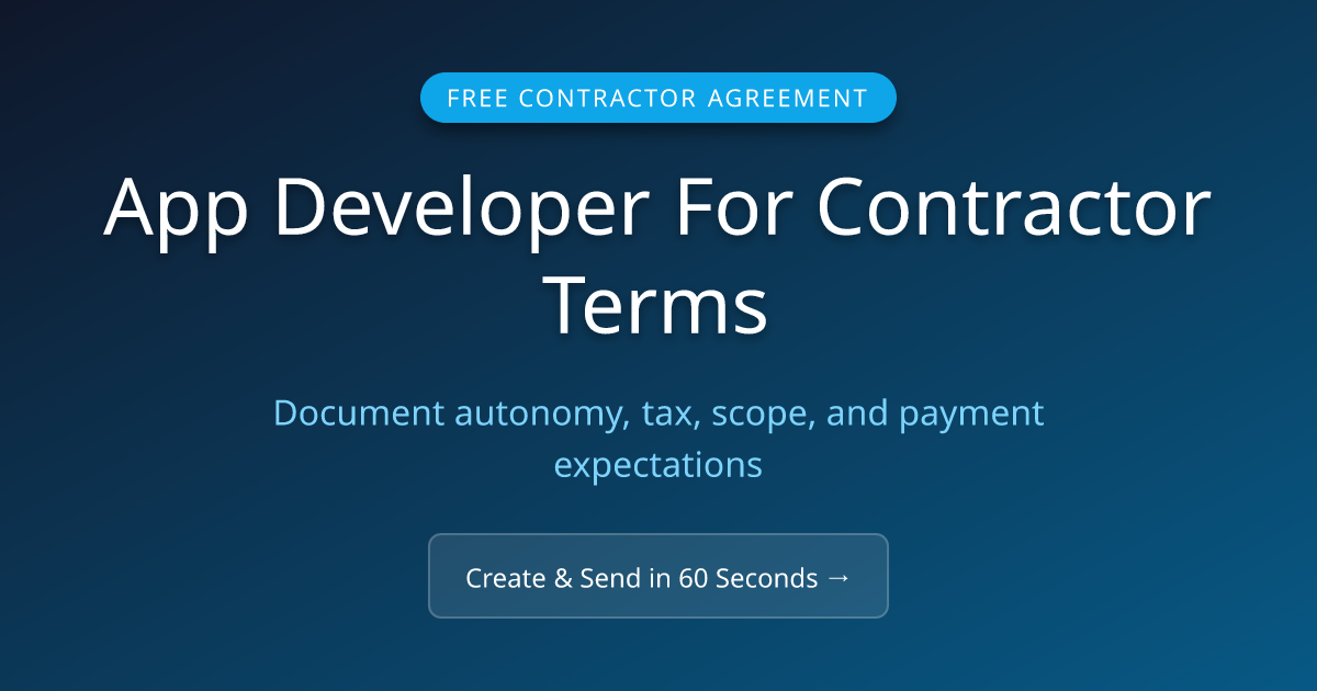 Free App Developer Independent Contractor Agreement (2026) | MicroFreelance