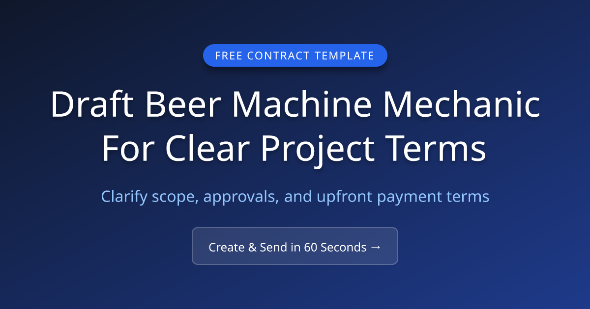 Free Draft Beer Machine Mechanic Contract (2026) | MicroFreelance