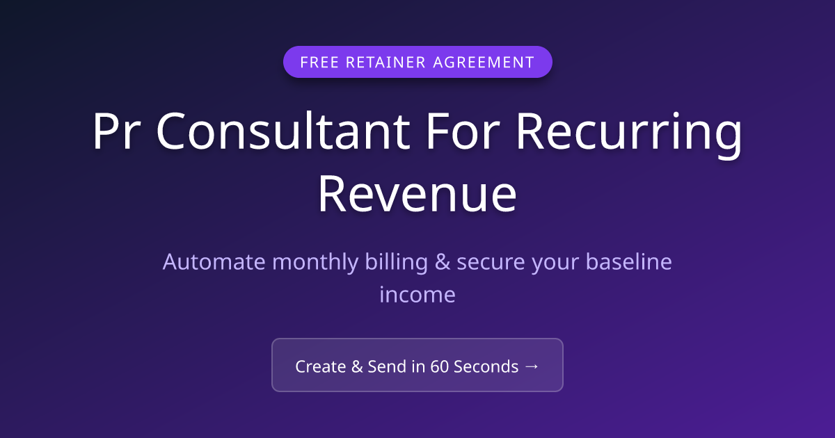 Free Pr Consultant Retainer (2026) | MicroFreelance